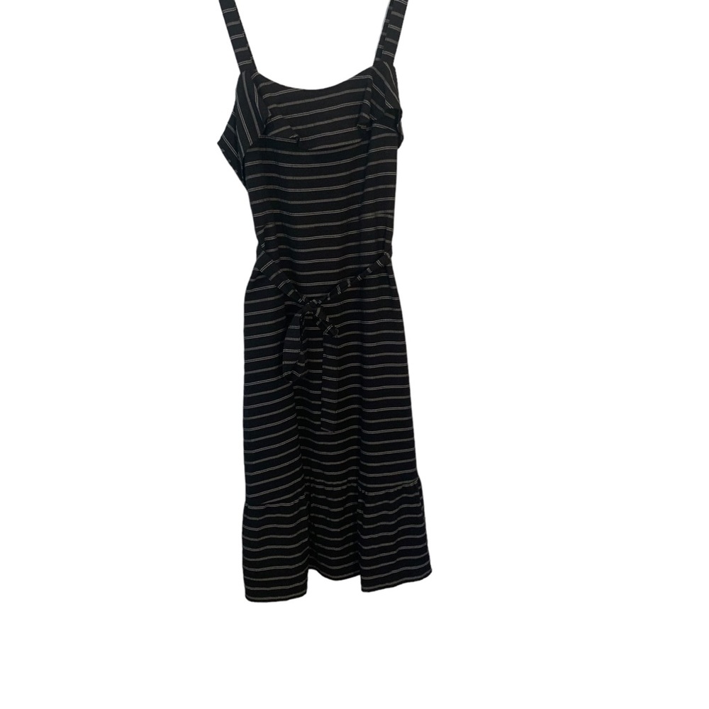 Banana Republic Black White Striped Tie Waist Midi Dress Women's Size 10
